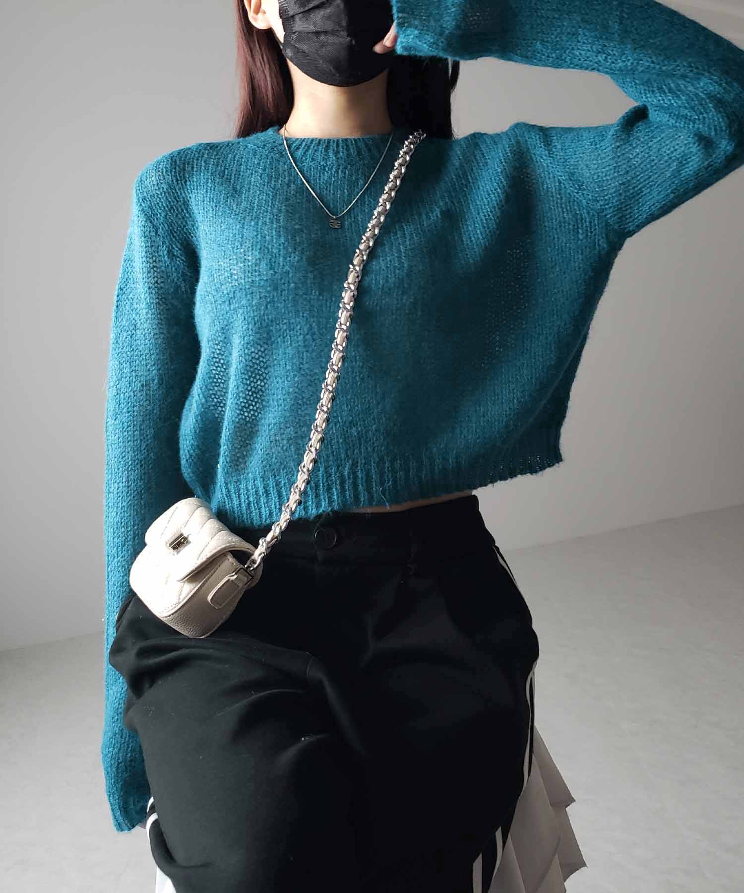 【 4color 】モヘアライクショートシアーニット