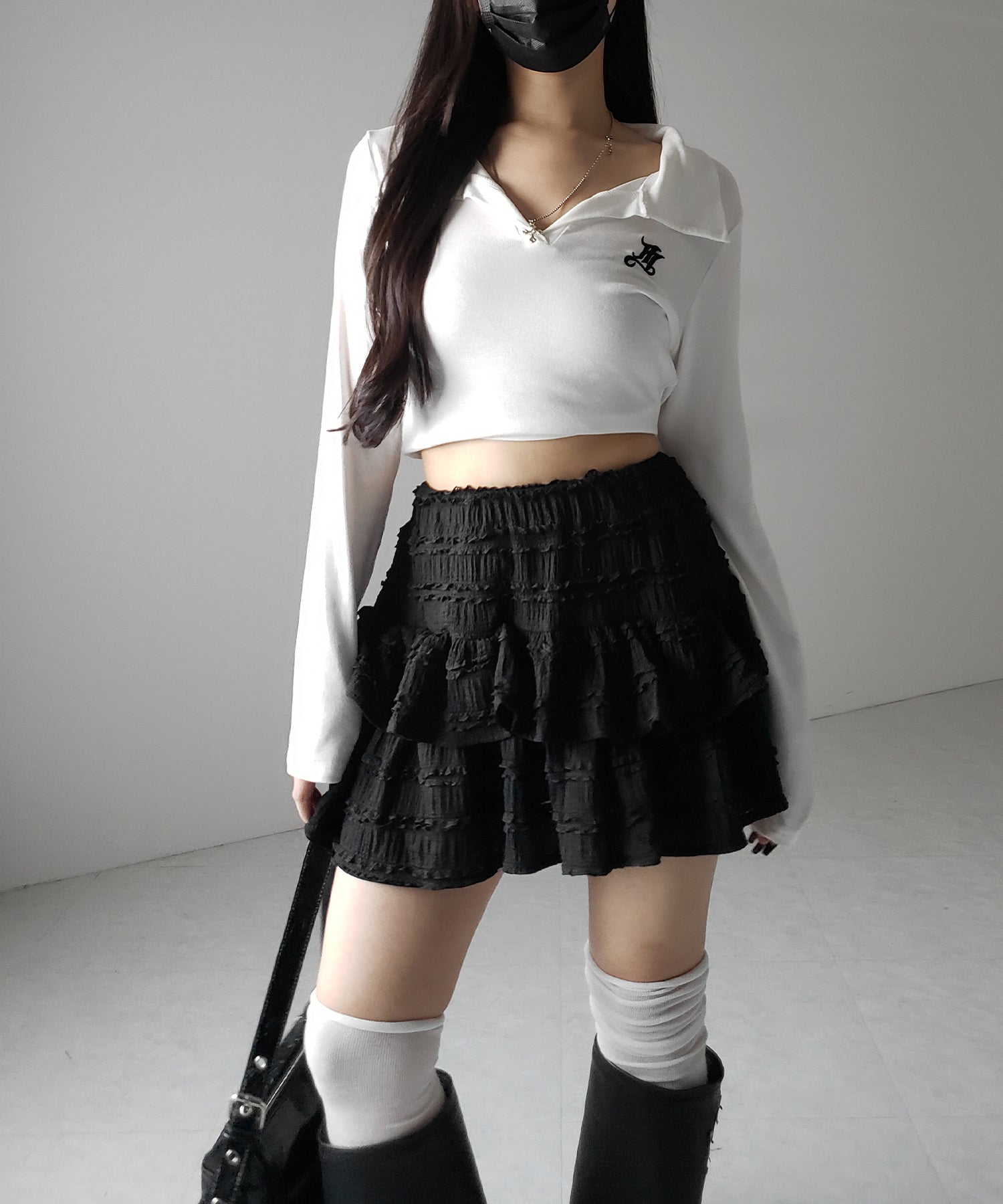 【 インパン裏地付 】ティアードフリルミニスカート / tiered frill mini skirt