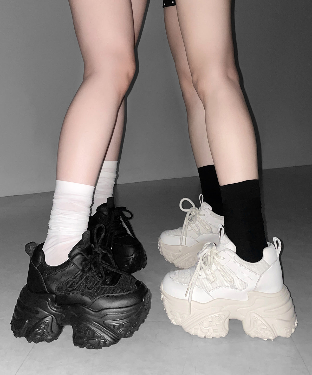【 +10.5cm盛れ 】レースアップ厚底スニーカー / +10.5cm lace-up platform sneakers