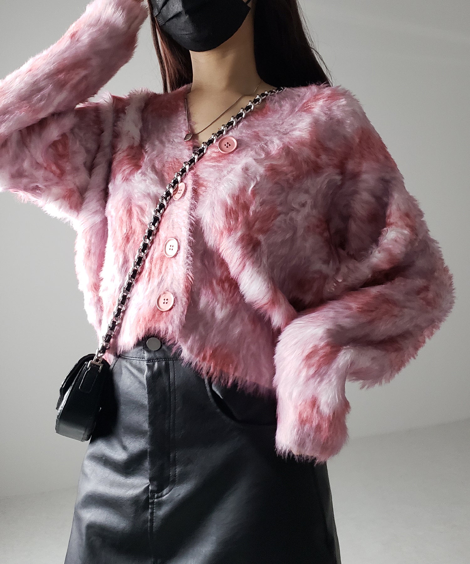 【 2color 】レオパードマーブルシャギーニットカーディガン / reopard marble knit shaggy cardigan