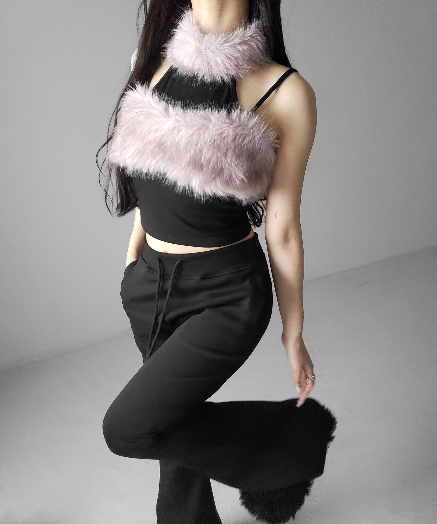 ファードッキングストラップトップス / fur docking strap tops