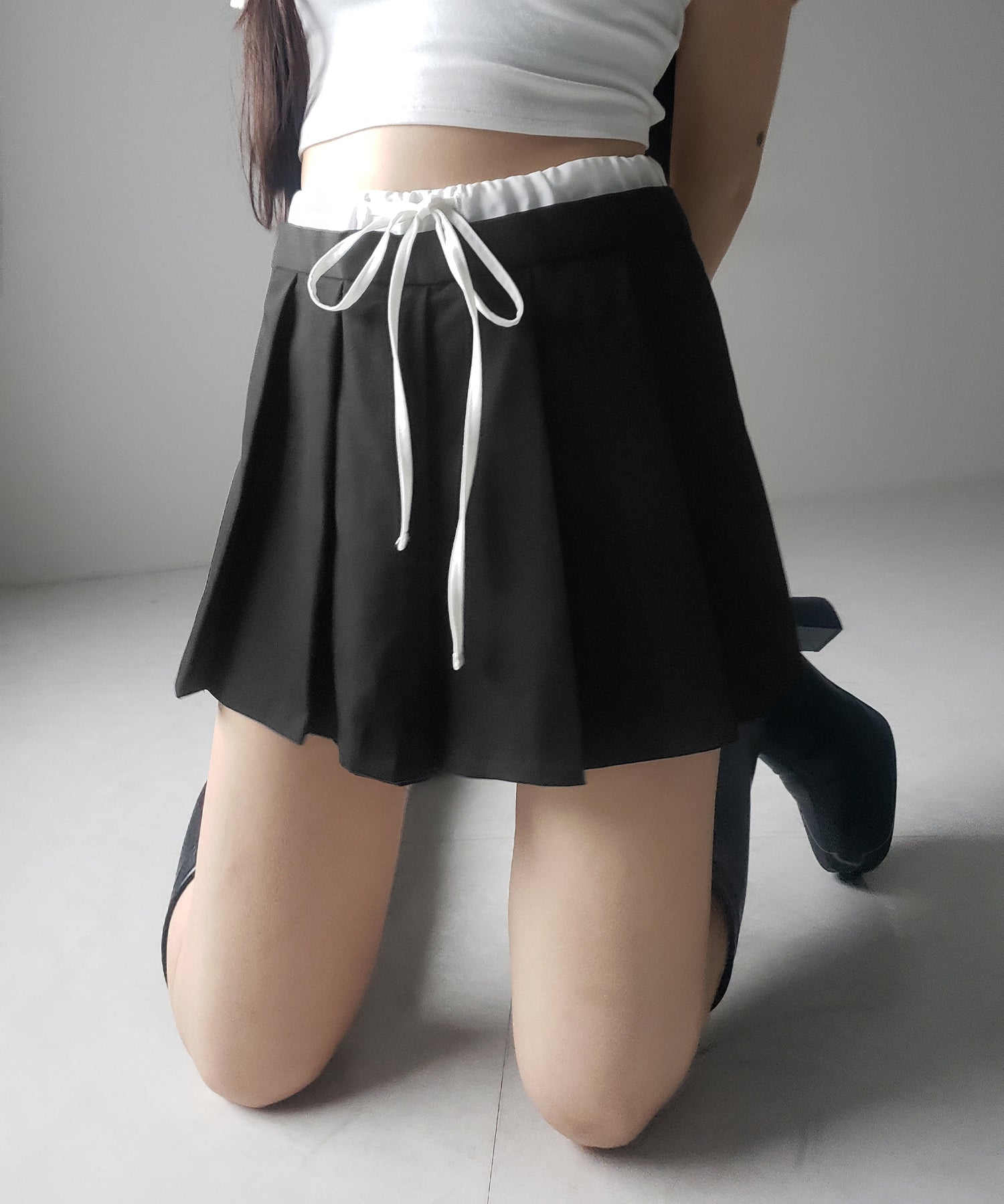 【 2color 】レイヤードプリーツミニスカパン / layered pleated mini skirt pants