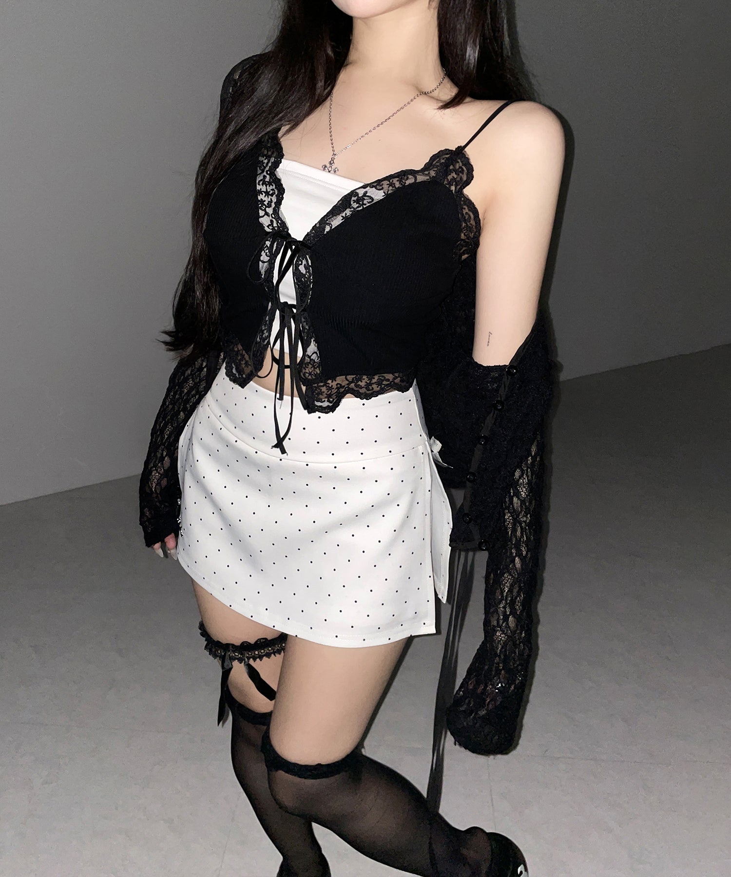 ダブルリボンレースレイヤードキャミソール / double ribbon lace layered camisole