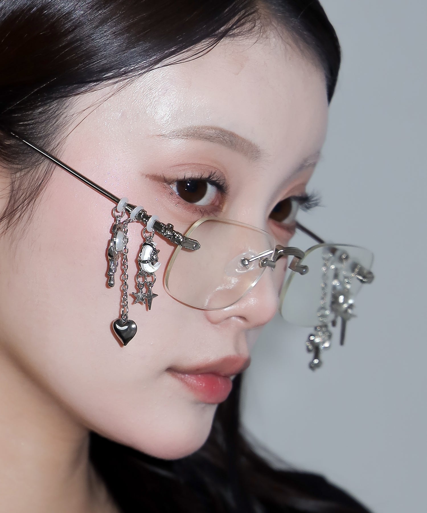 カスタムチャームリムレスメガネ /custom charm rimless glasses