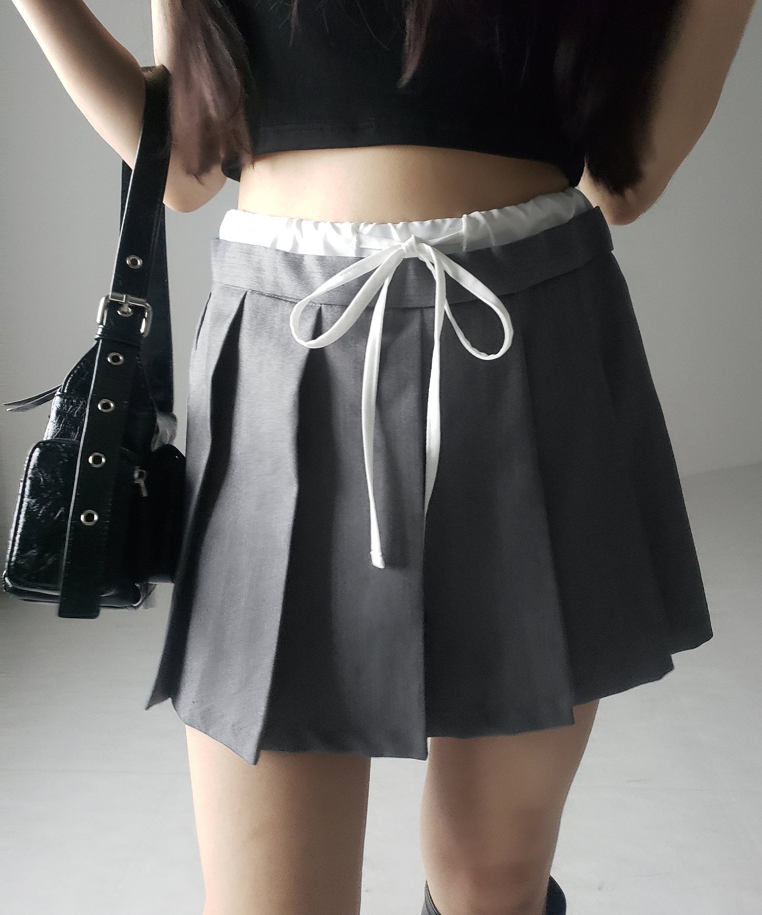 【 2color 】レイヤードプリーツミニスカパン / layered pleated mini skirt pants