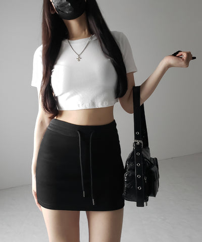 ハイウエストスウェットタイトミニスカート / high waist sweat tight mini skirt
