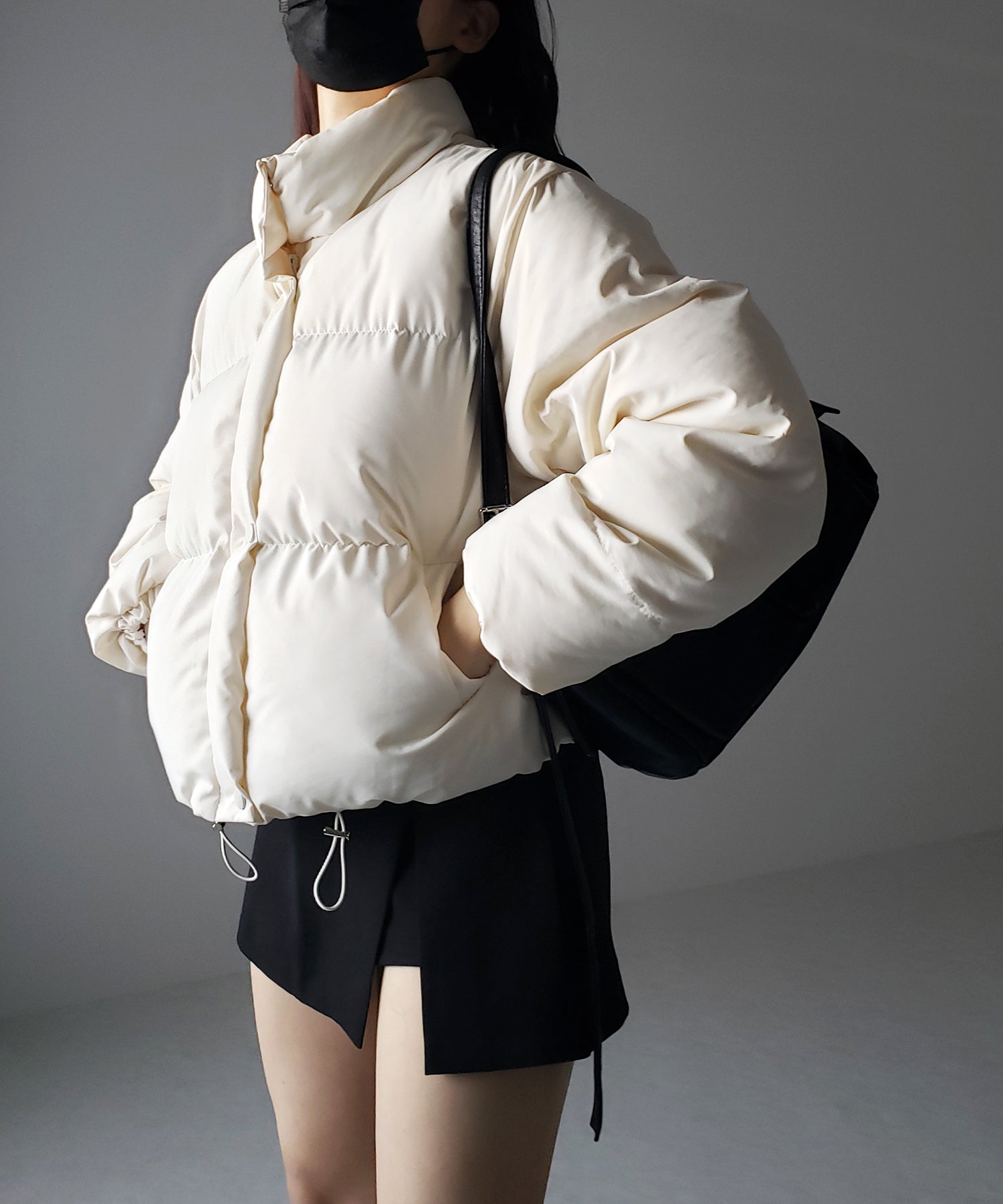【裾絞り可能2WAY 】ニュアンスカラーショートパフダウンジャケット