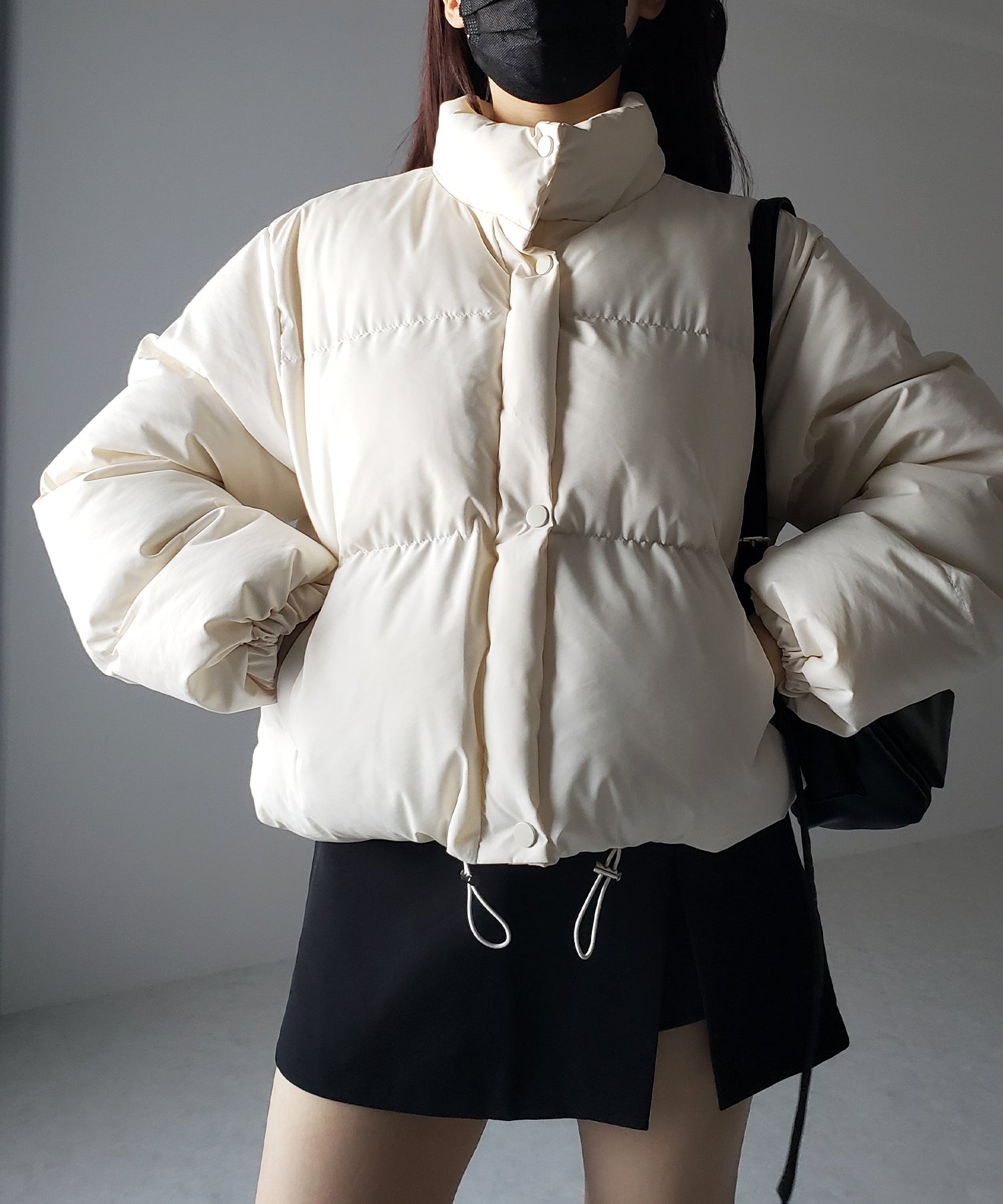 【裾絞り可能2WAY 】ニュアンスカラーショートパフダウンジャケット