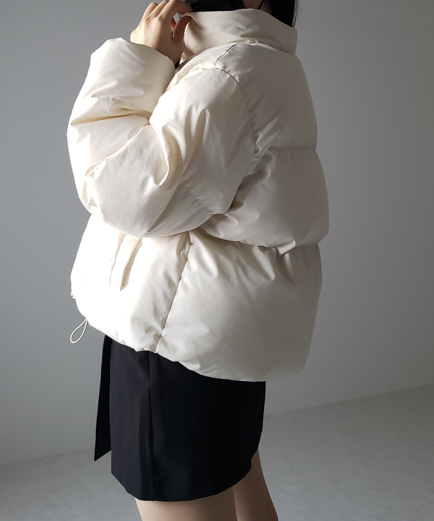 【裾絞り可能2WAY 】ニュアンスカラーショートパフダウンジャケット