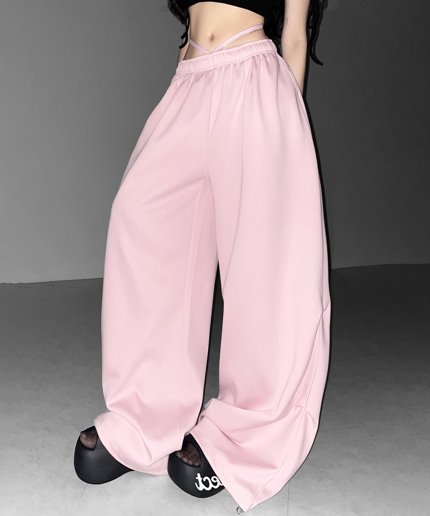 ウエストストリングタックワイドスウェットパンツ / waist string tack wide sweat pants