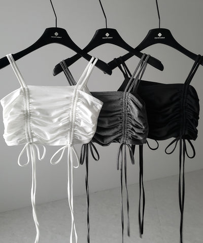 3WAYクロスストラップリボンシャーリングショートキャミソール / 3WAY cross strap ribbon shirring short camisole