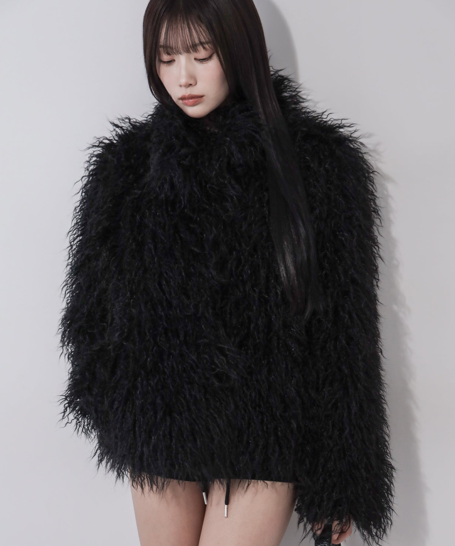シャギーフェイクファーレディミドルコート / shaggy fake fur lady middle coat
