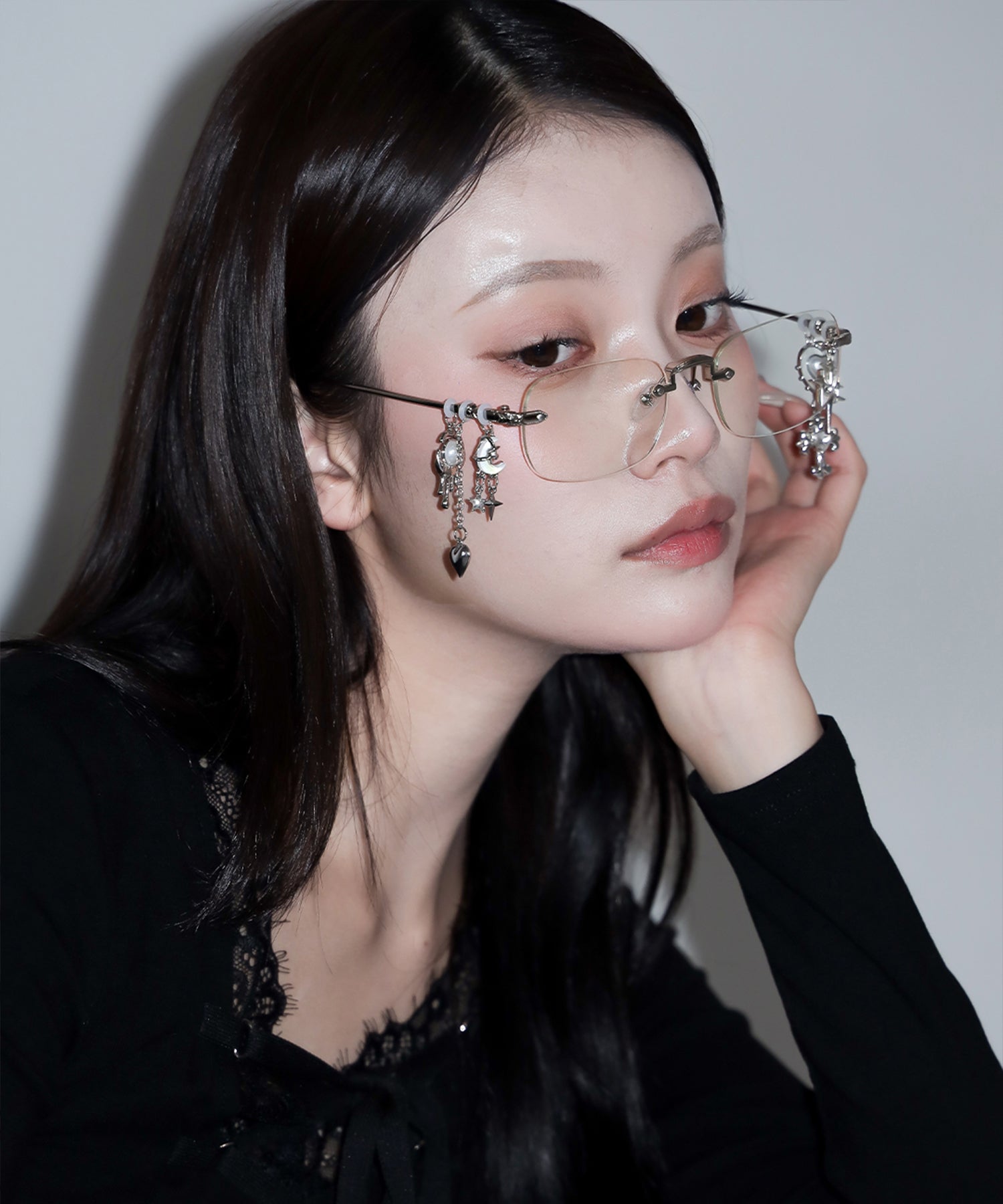 カスタムチャームリムレスメガネ /custom charm rimless glasses
