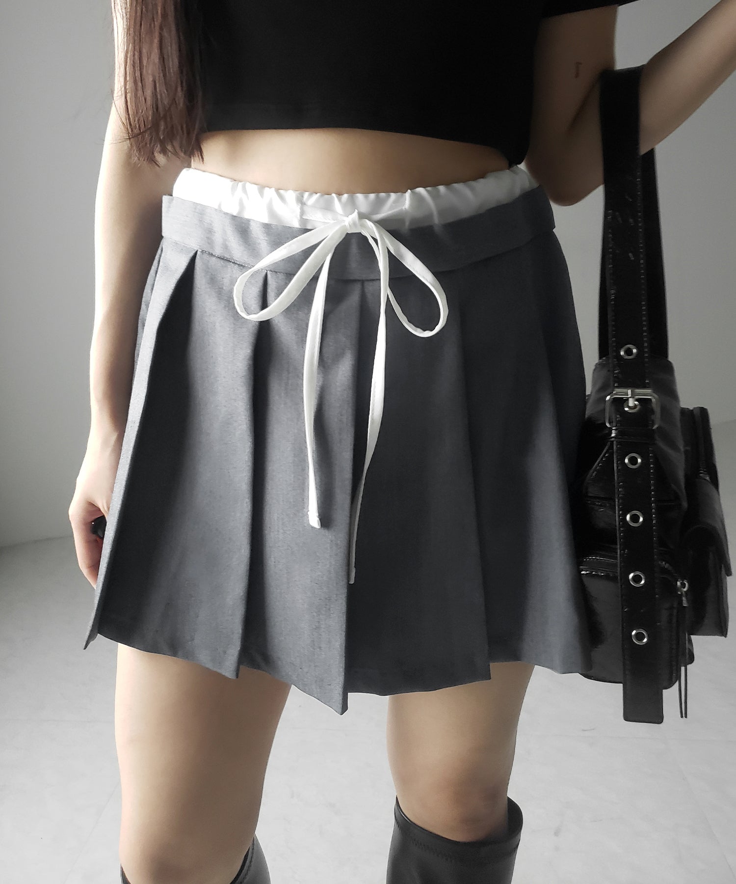 【 2color 】レイヤードプリーツミニスカパン / layered pleated mini skirt pants