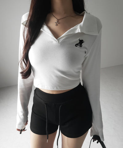 M LOGO スキッパーショートTシャツ / M LOGO skipper neck short T-shirt