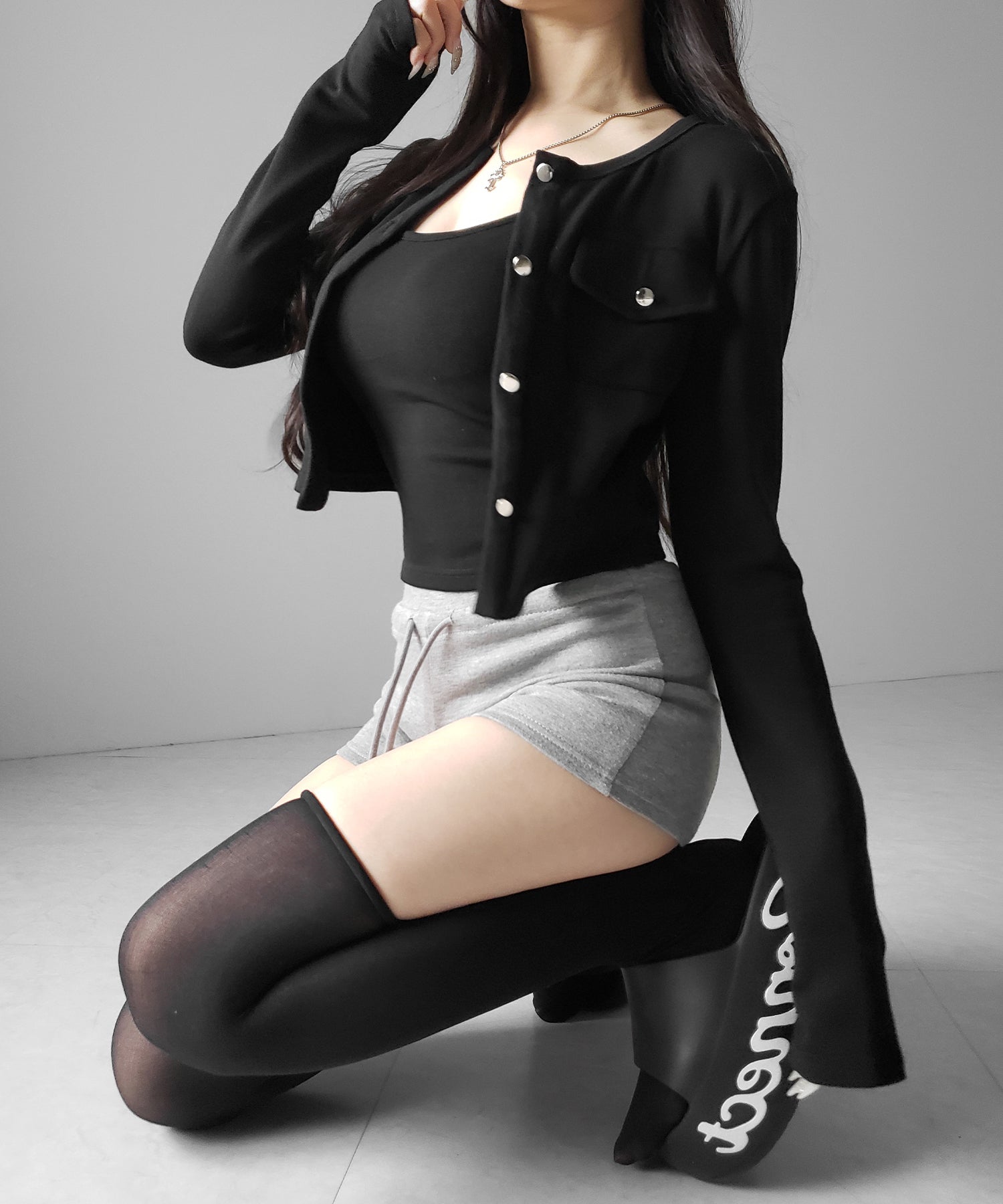 【 2点セット 】アウトポケットカーディガン + キャミソールセット / ( 2piece set ) out pocket cardigan + camisole SET