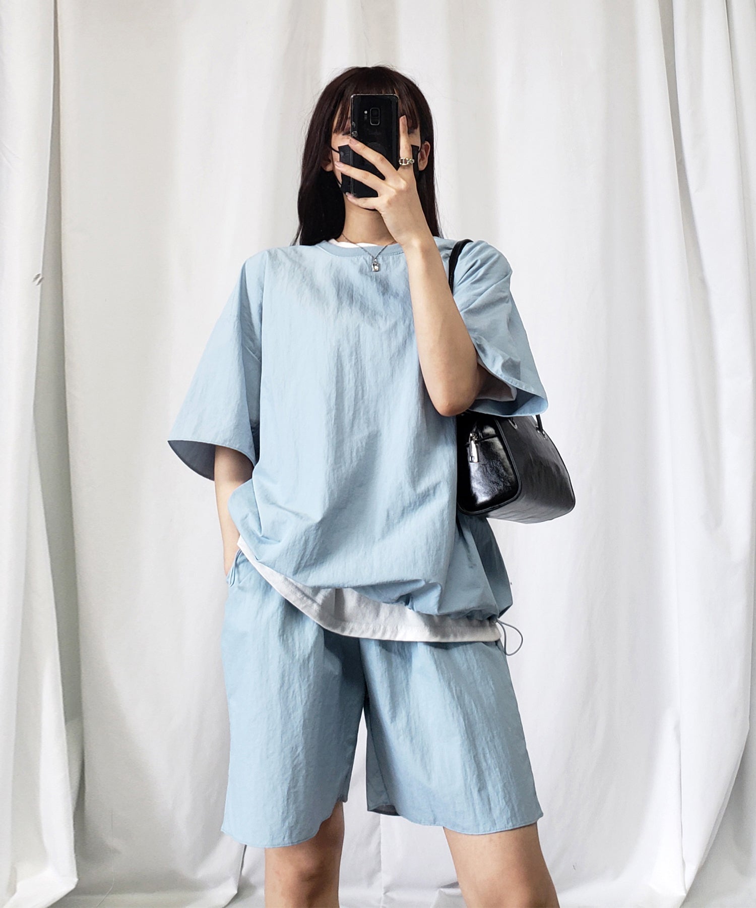 【 上下セットアップ/5色展開 】ワッシャーナイロンプルオーバー&ショートパンツ SET