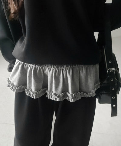 裾フリルレイヤード長袖トップス / hem frill layered long sleeve tops