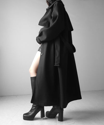 【 ウエストマークベルトSET 】2WAY ステンカラーレディメルトンロングコート / 2WAY soutien collar lady melton long coat