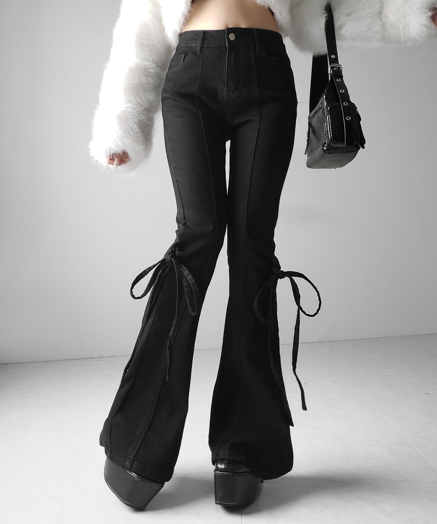 ストラップリボンヴィンテージストレッチフレアデニム / strap ribbon vintage stretch flare denim