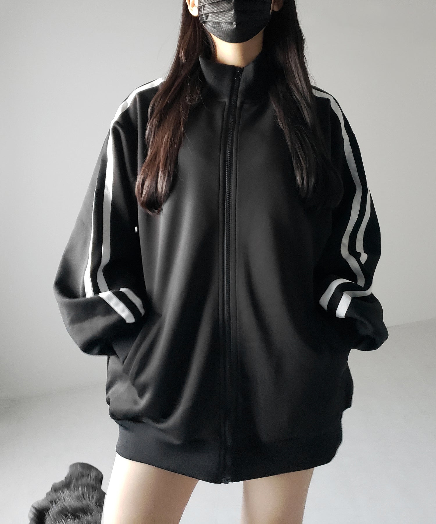 【 無地/配色を選べる2color 】サイドラインオーバーサイズトラックジャケット / sideline oversize track jacket