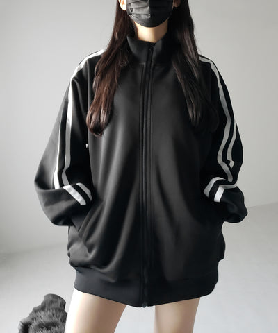 【 無地/配色を選べる2color 】サイドラインオーバーサイズトラックジャケット / sideline oversize track jacket