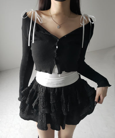 3サテンリボンレースリブキャミソール / three satin ribbon lace lib camisole