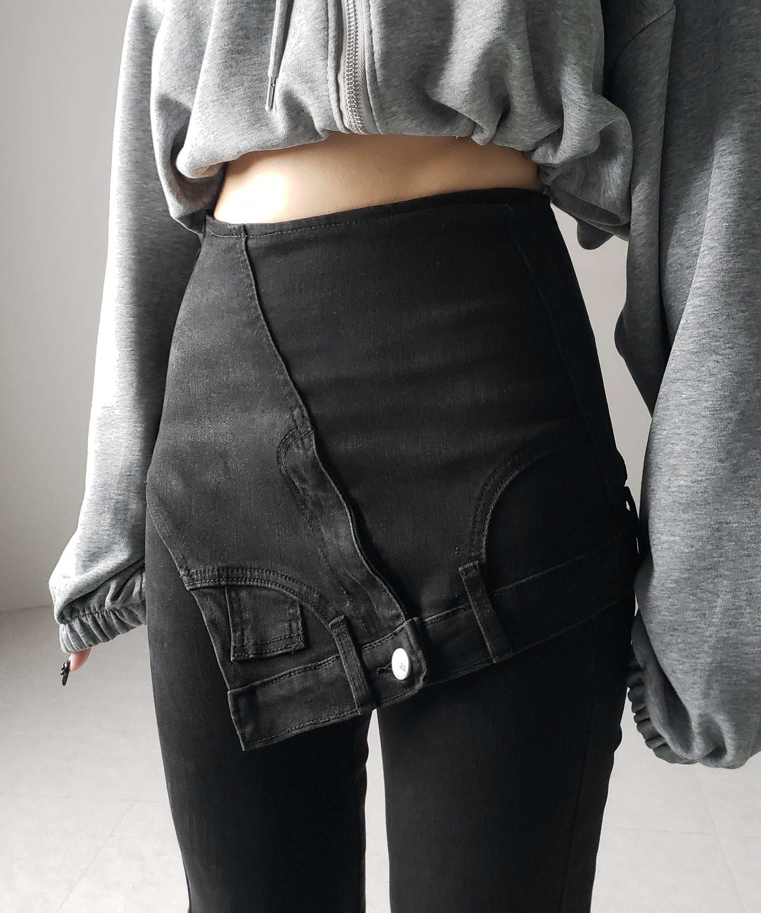 【 2color / 4size 】レイヤードウエストヴィンテージフレアデニム /layered waist vintage flare denim