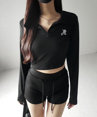 M LOGO スキッパーショートTシャツ / M LOGO skipper neck short T-shirt