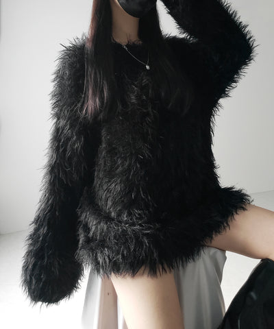 【 3color 】フラッフィーシャギーボリュームニットミニワンピース / fluffy shaggy volume knit mini onepiece