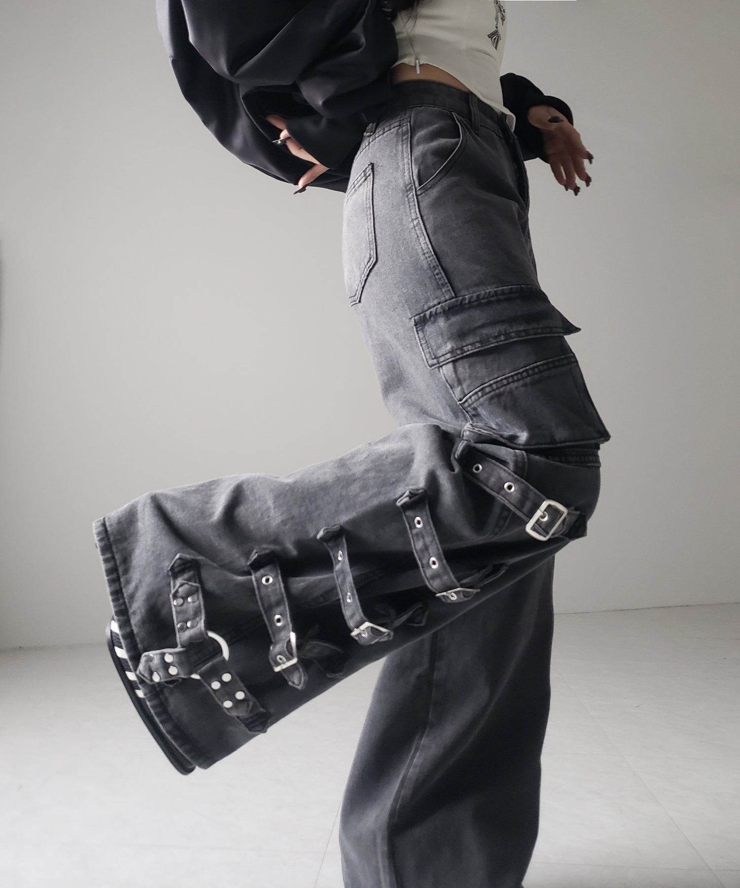 【 4size 】ヴィンテージサイドベルテッドカーゴデニム / vintage side belted cargo denim