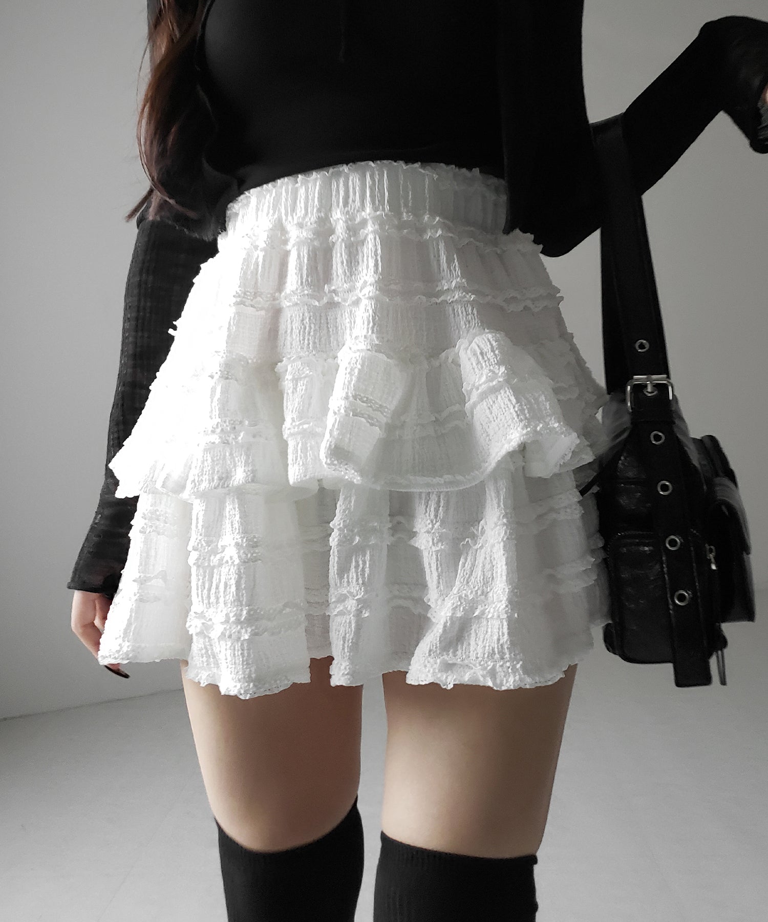 【 インパン裏地付 】ティアードフリルミニスカート / tiered frill mini skirt