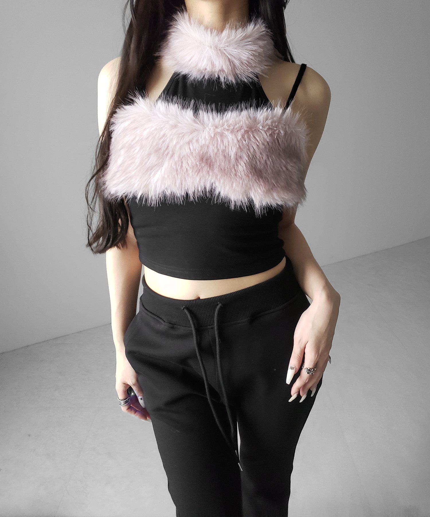 ファードッキングストラップトップス / fur docking strap tops