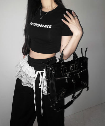 グランジロゴショートちびTシャツ / grunge logo short chibi T-shirt