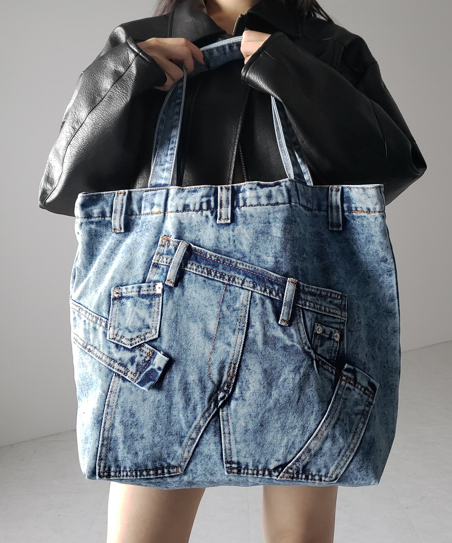 ヴィンテージドッキングウォッシュデニムバッグ / vintage docking washed denim bag