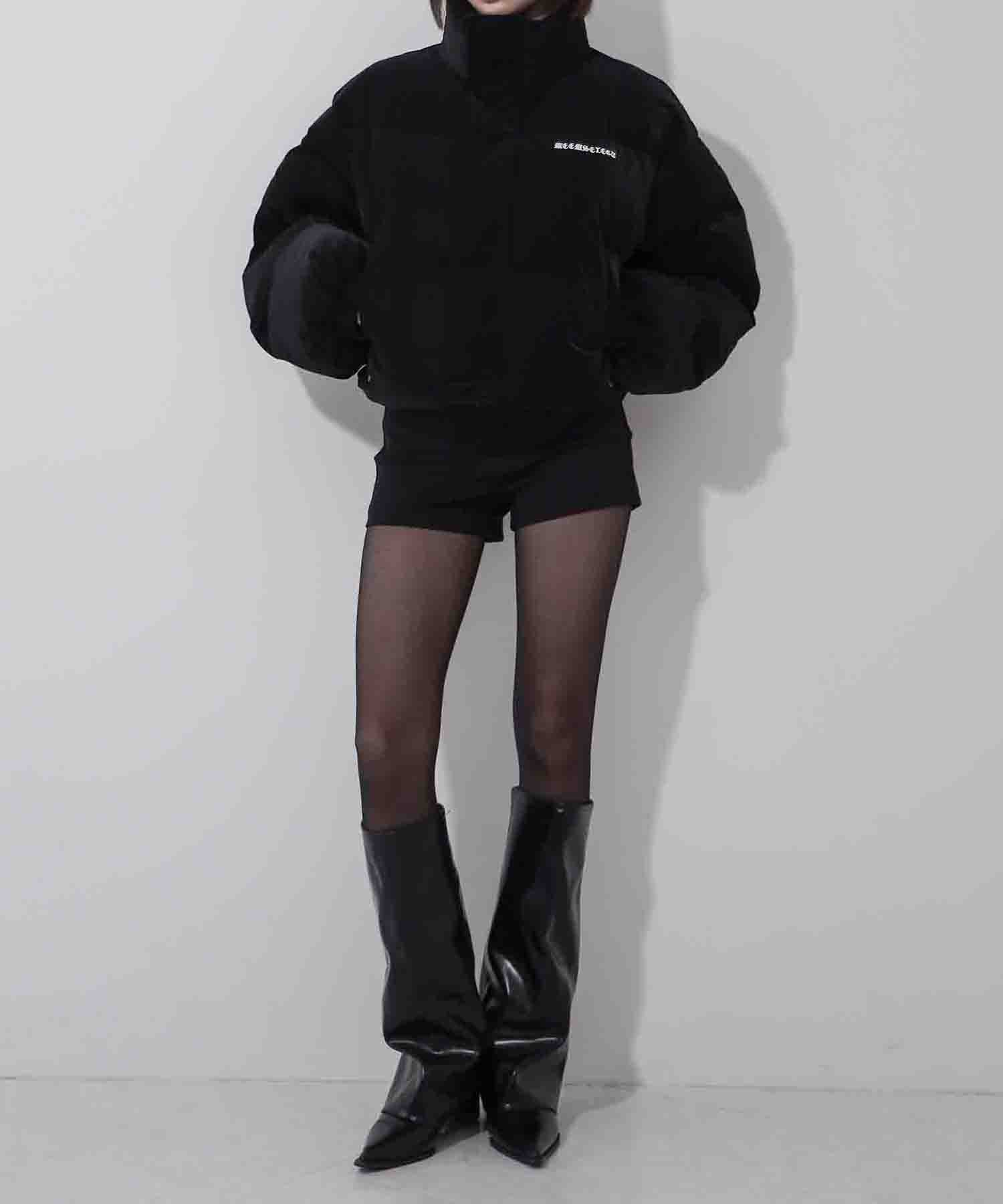 【 大好評につきロゴ無しバージョン追加! 】グランジロゴ刺繍ショートパフダウンジャケット / grunge logo embroidery short puff down jacket