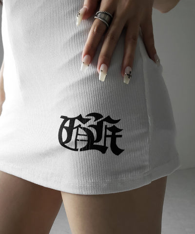 グランジロゴバッククロスタンクトップミニワンピ / grunge logo back cross tanktop mini onepiece