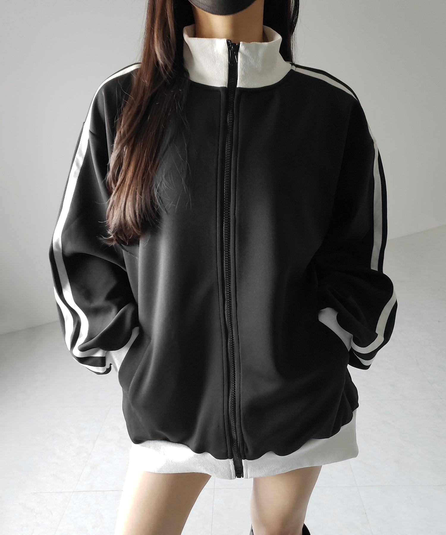 【 無地/配色を選べる2color 】サイドラインオーバーサイズトラックジャケット / sideline oversize track jacket