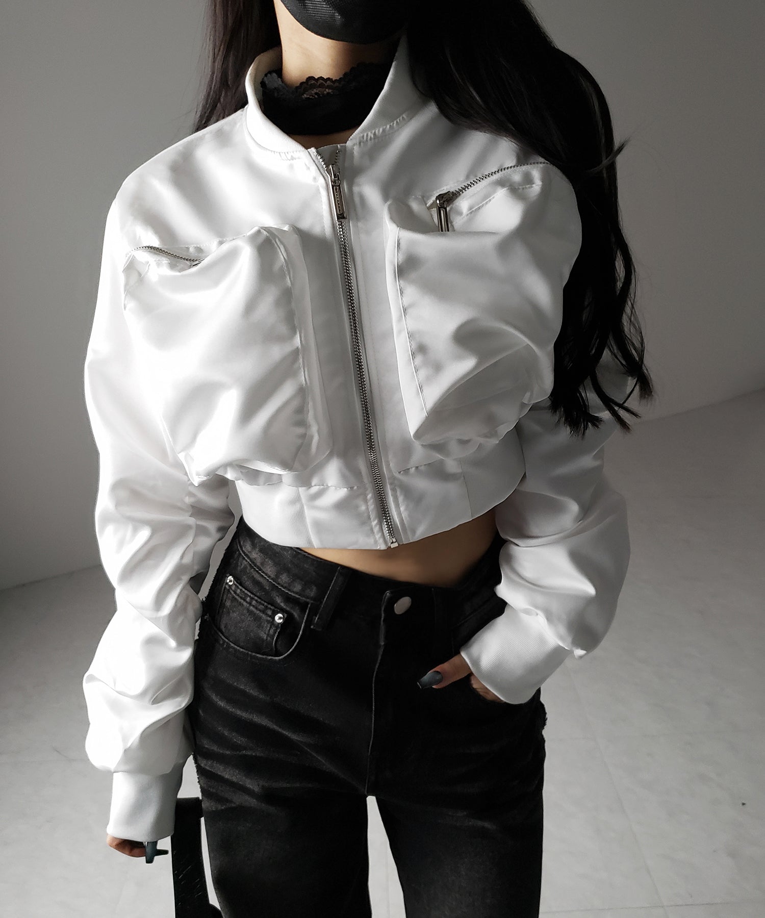 【 2color 】アウトポケットジップアップショートブルゾン / out pocket zip up short blouson