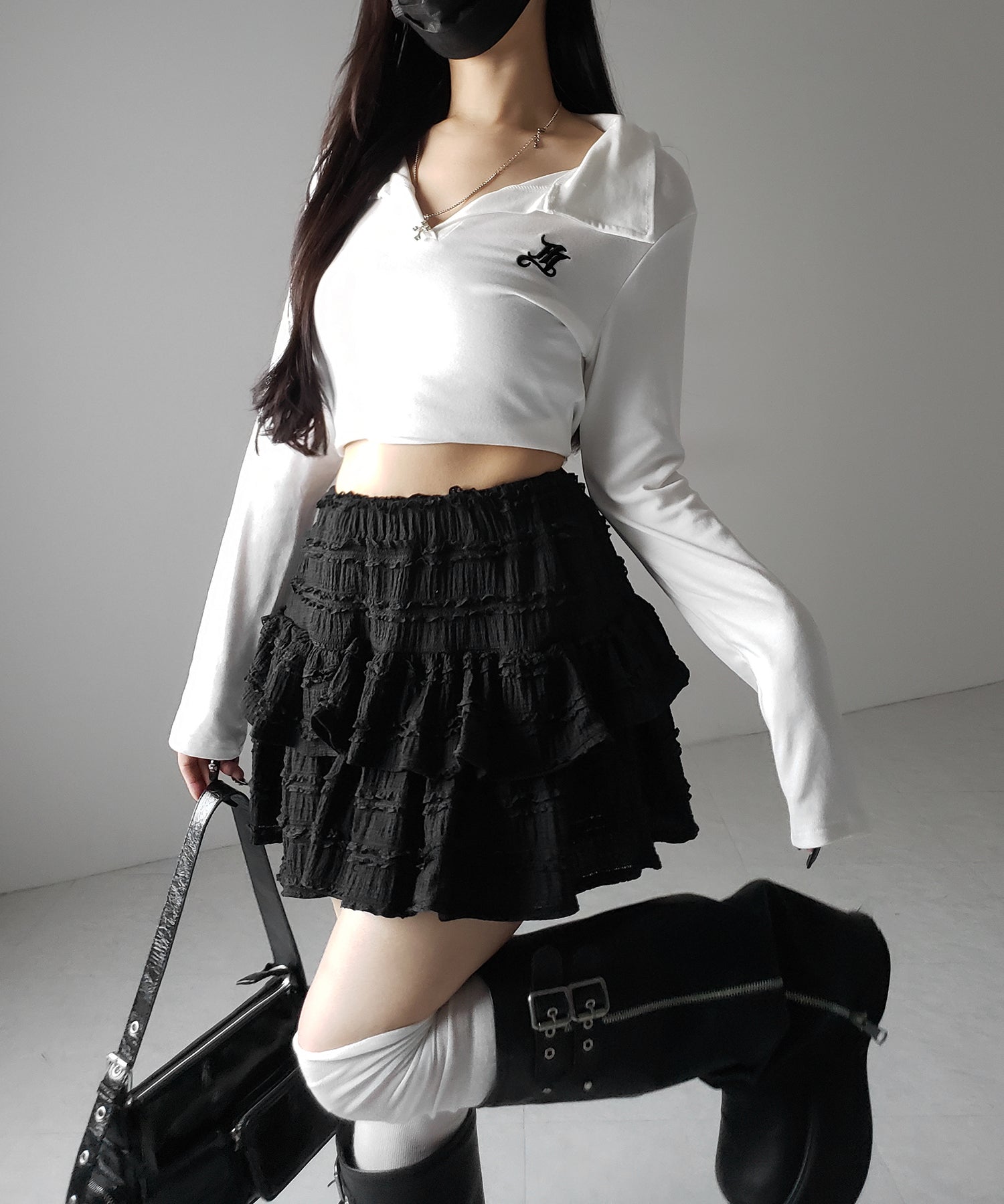 【 インパン裏地付 】ティアードフリルミニスカート / tiered frill mini skirt