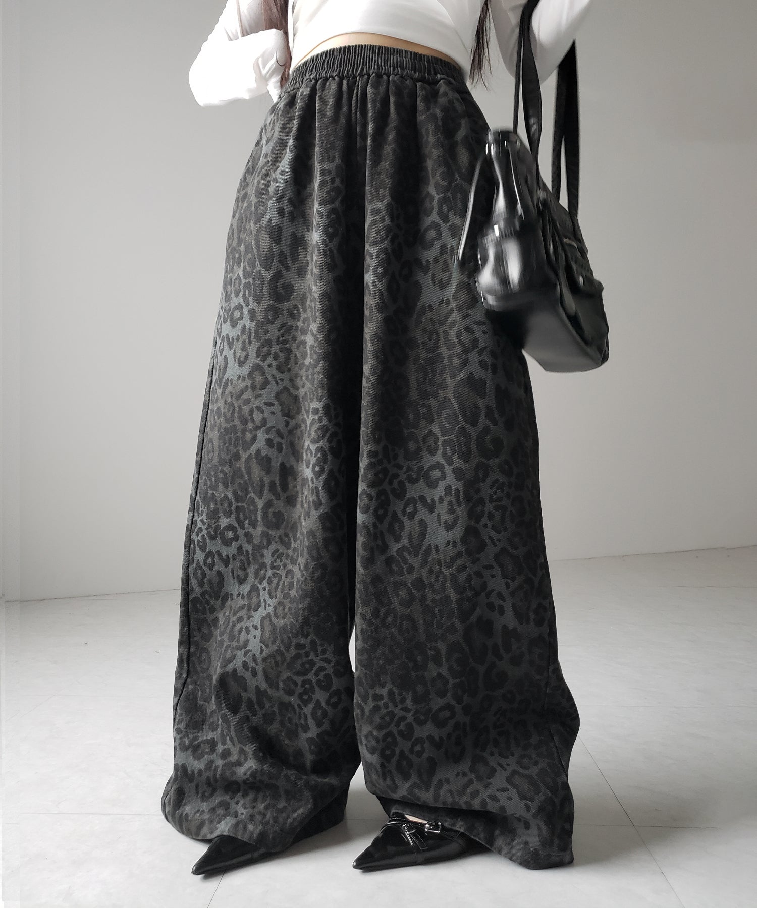 【 2color 】ヴィンテージライクレオパードツイルワイドパンツ / vintage like leopard twill wide pants