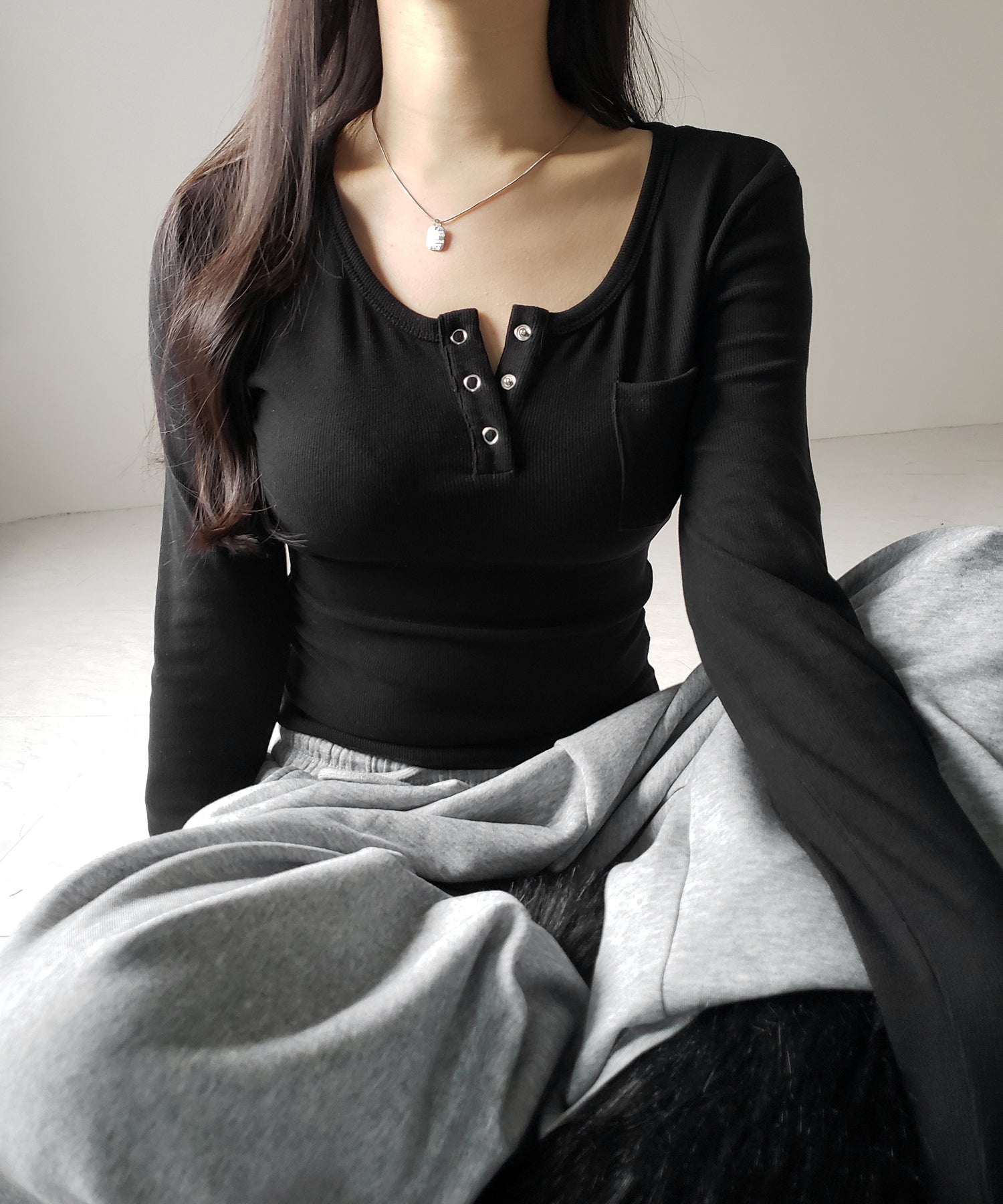 裏起毛ヘンリーネックスリムトップス / urakimo henry neck slim tops