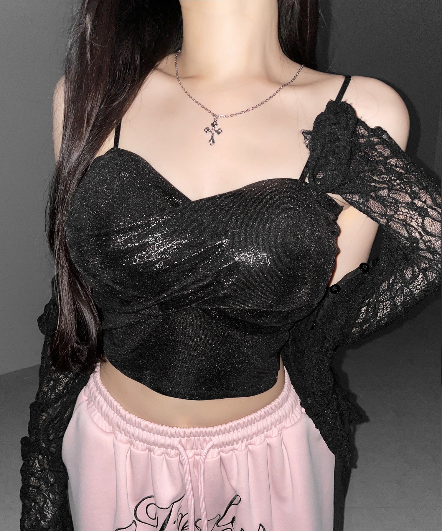 メタリックドレープビスチェキャミソール / metallic drape bustier camisole