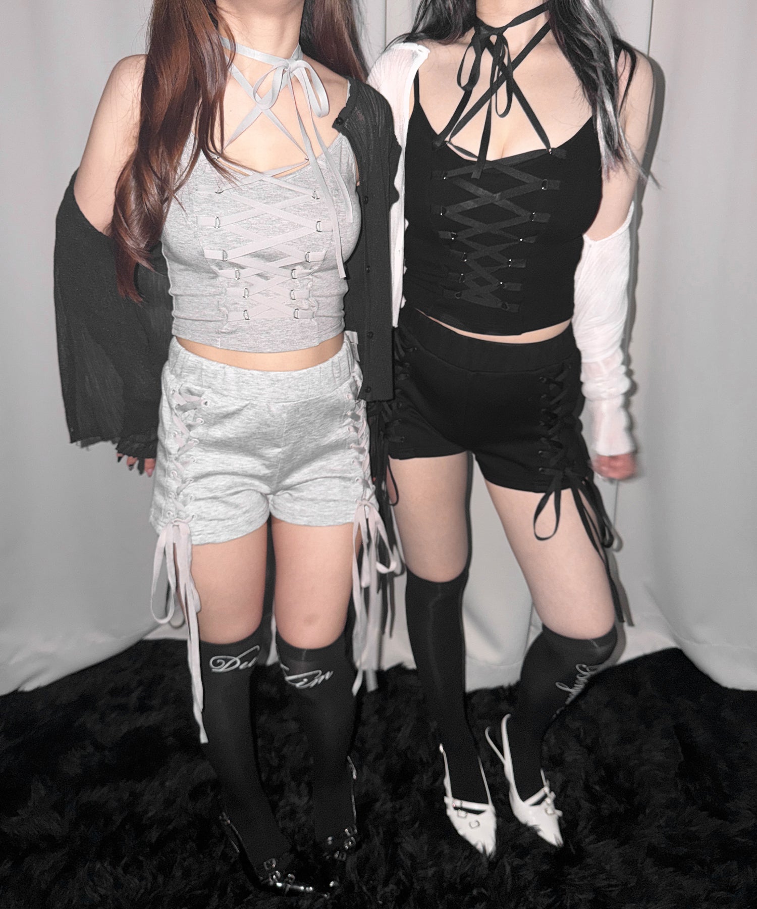 レースアップリボンショートパンツ / lace up ribbon short pants