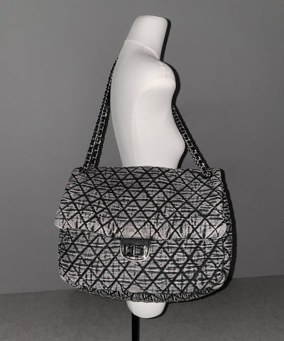 ヴィンテージブラックデニムキルティングショルダーバッグ / vintage black denim quilting shoulder bag