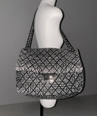 ヴィンテージブラックデニムキルティングショルダーバッグ / vintage black denim quilting shoulder bag