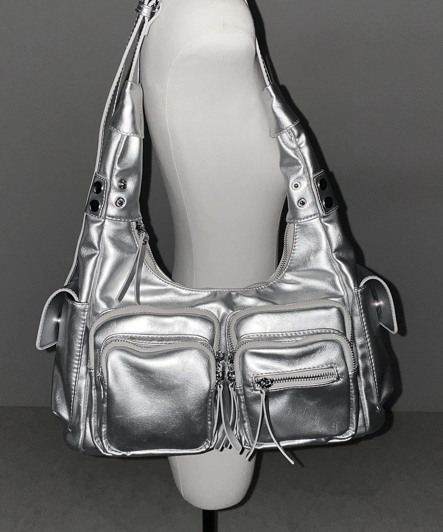 【 2color 】ダブルジップアウトポケットヴィンテージボストンショルダーバッグ / double zip out pocket vintage boston shoulder bag