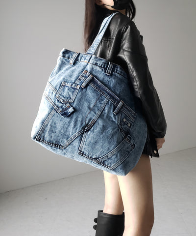 ヴィンテージドッキングウォッシュデニムバッグ / vintage docking washed denim bag