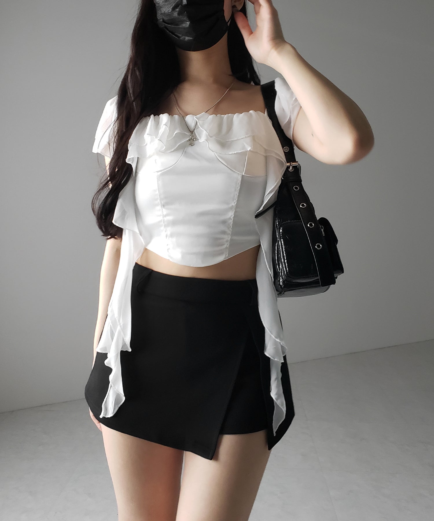 【 2color 】レイヤードマイクロミニスカパン / layered micro mini skirt pants