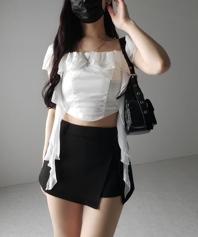 レイヤードマイクロミニスカパン / layered micro mini skirt pants